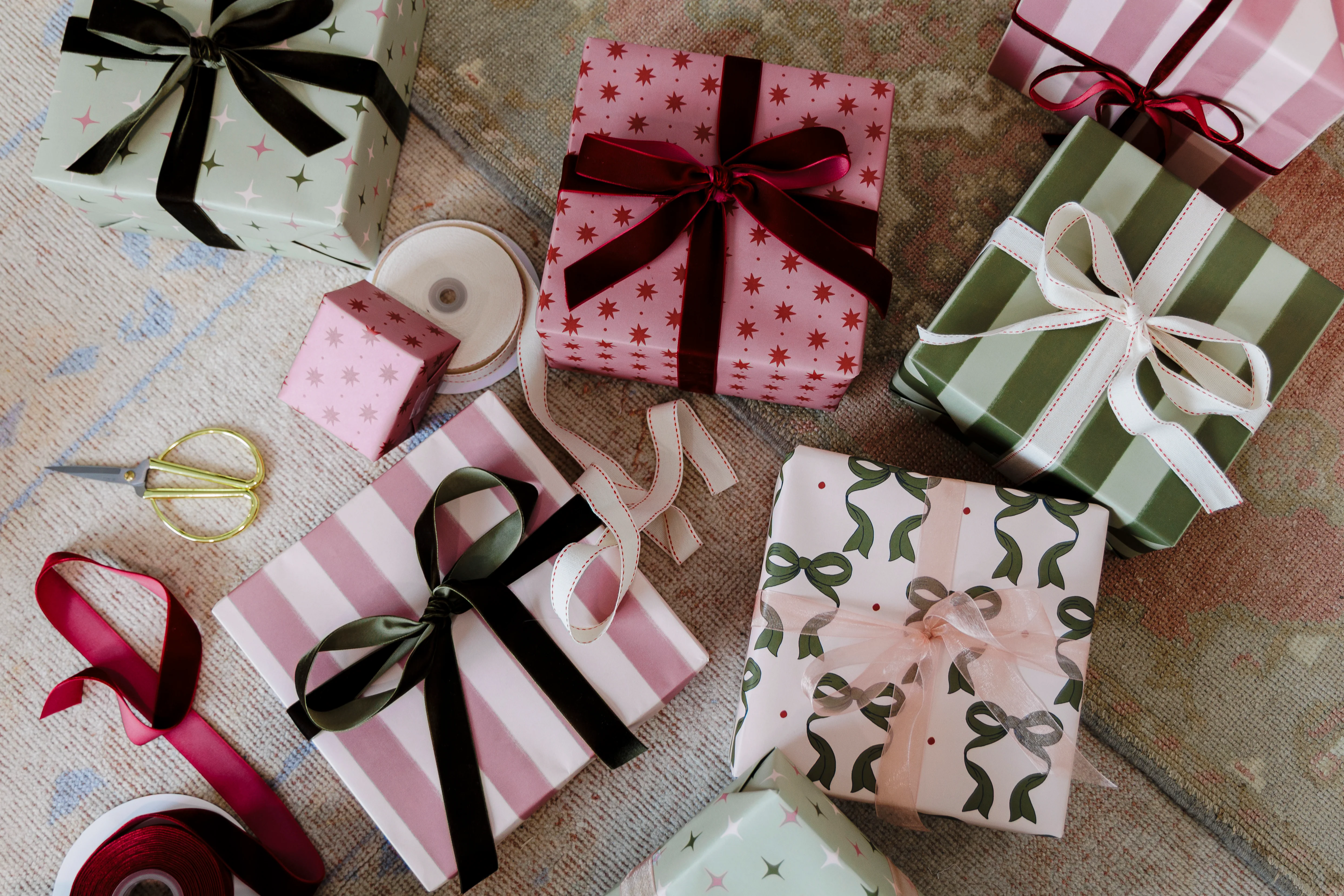 Pink Stripe Gift Wrapping Paper Roll - Image 5