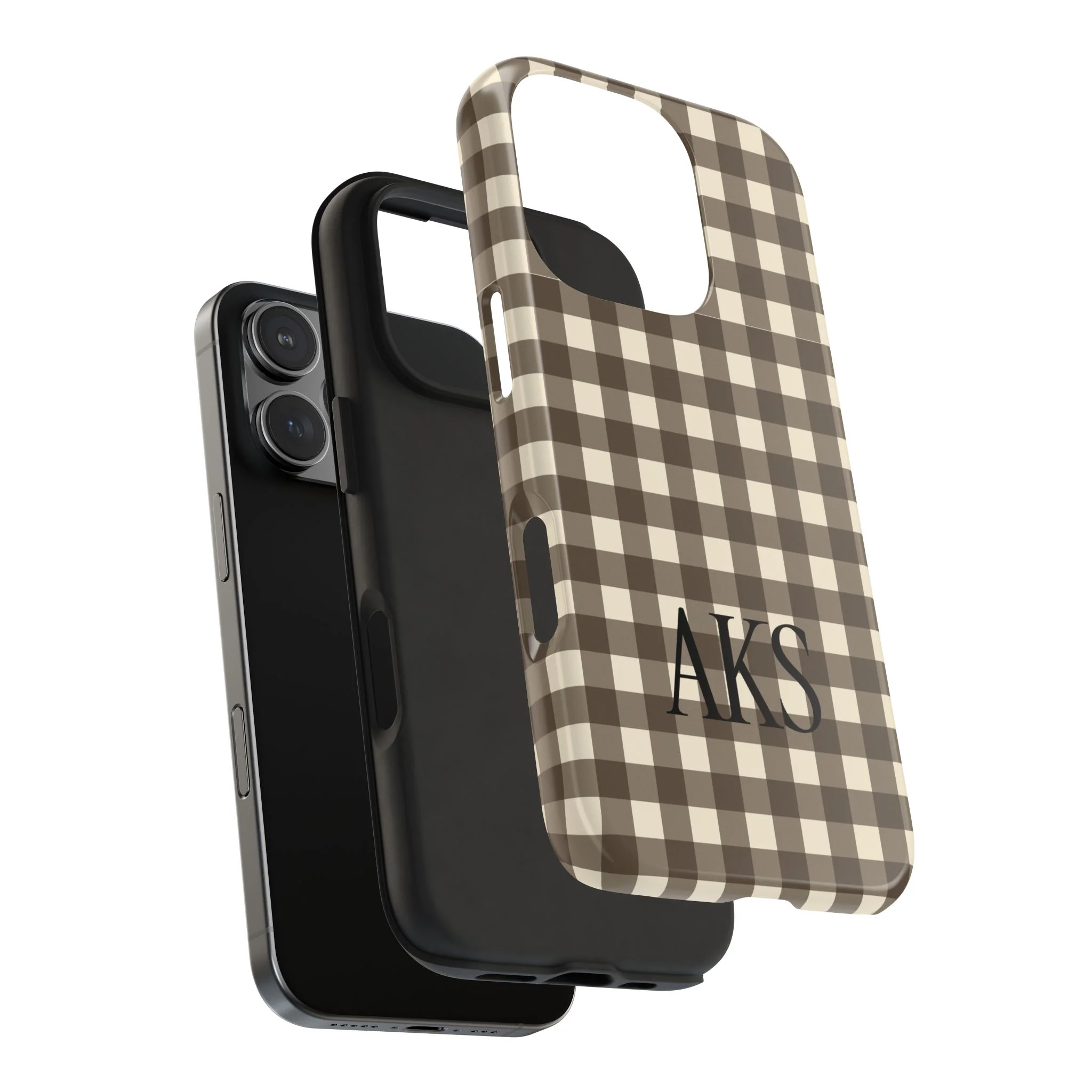 Customizable Brown Gingham Phone Case - Image 18