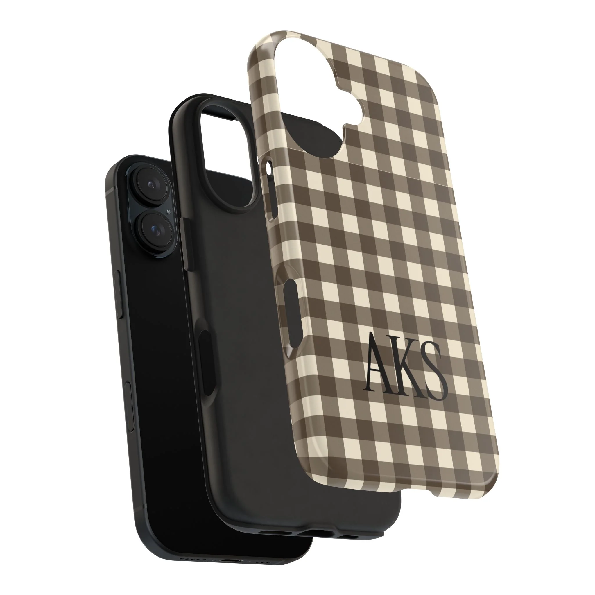 Customizable Brown Gingham Phone Case - Image 22