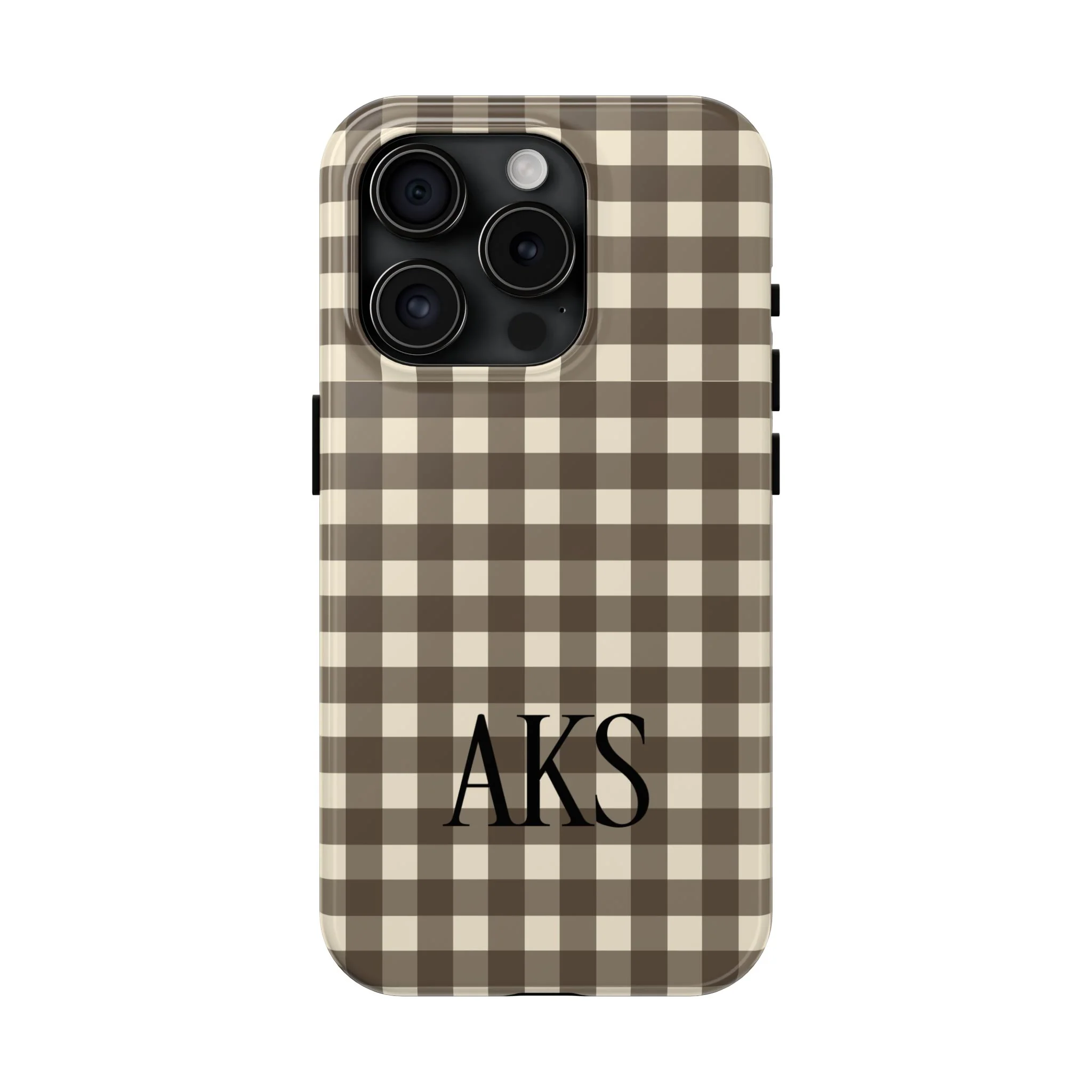 Customizable Brown Gingham Phone Case - Image 3