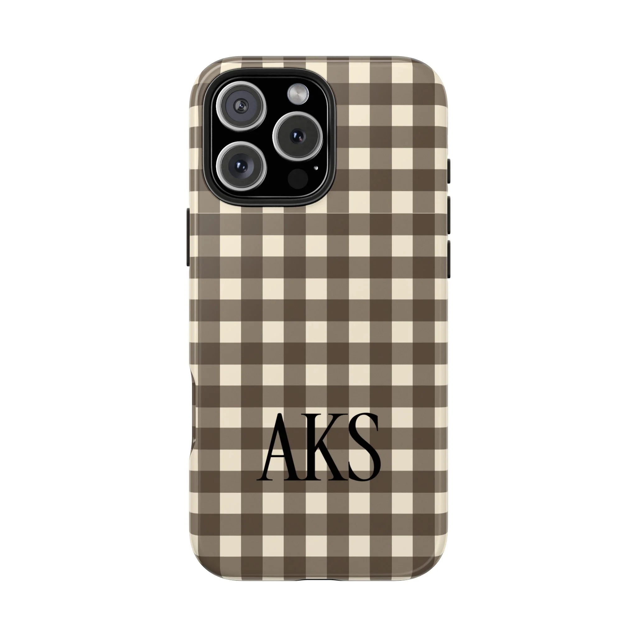 Customizable Brown Gingham Phone Case - Image 5
