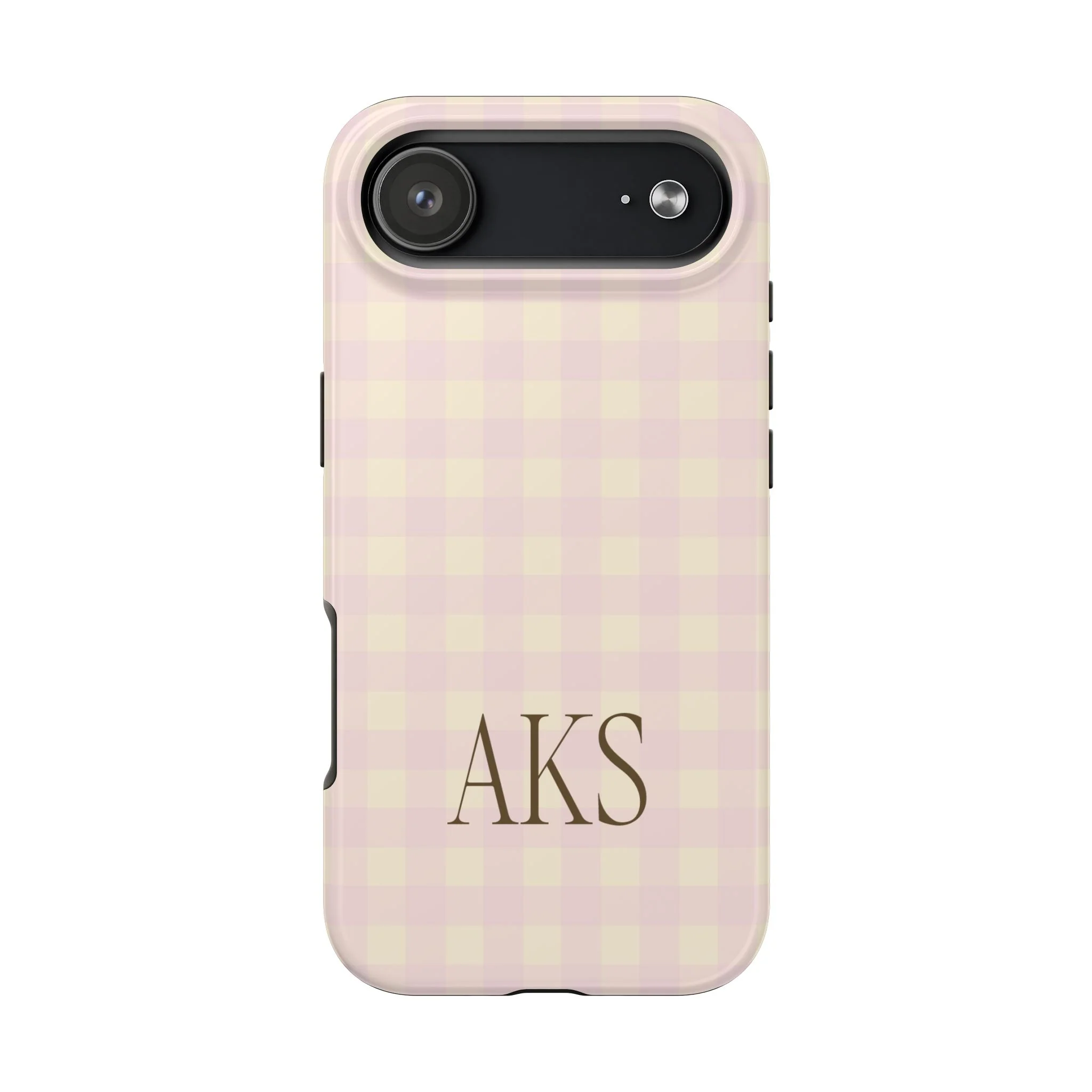 Customizable Pink & Yellow Gingham Phone Case - Image 10
