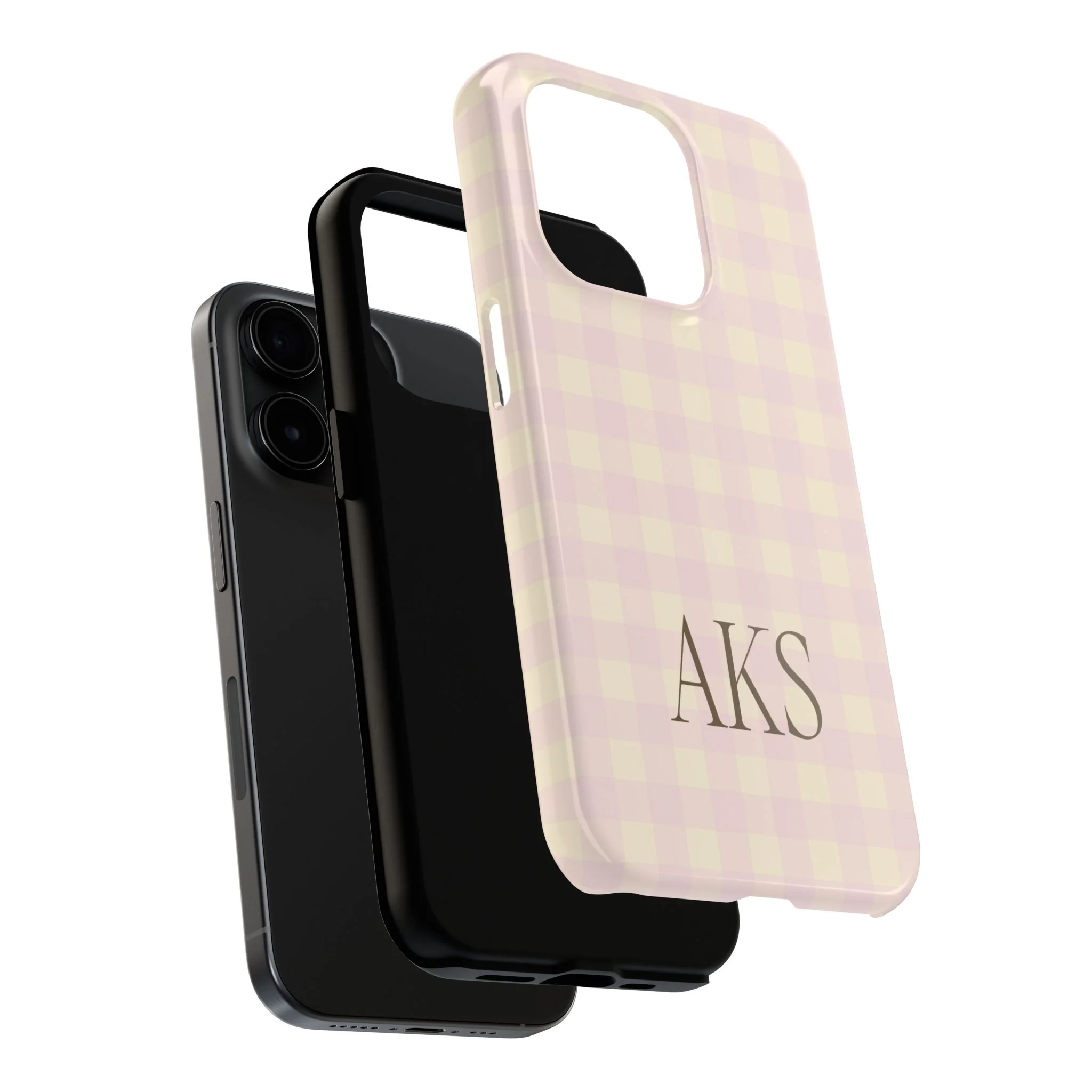 Customizable Pink & Yellow Gingham Phone Case - Image 16