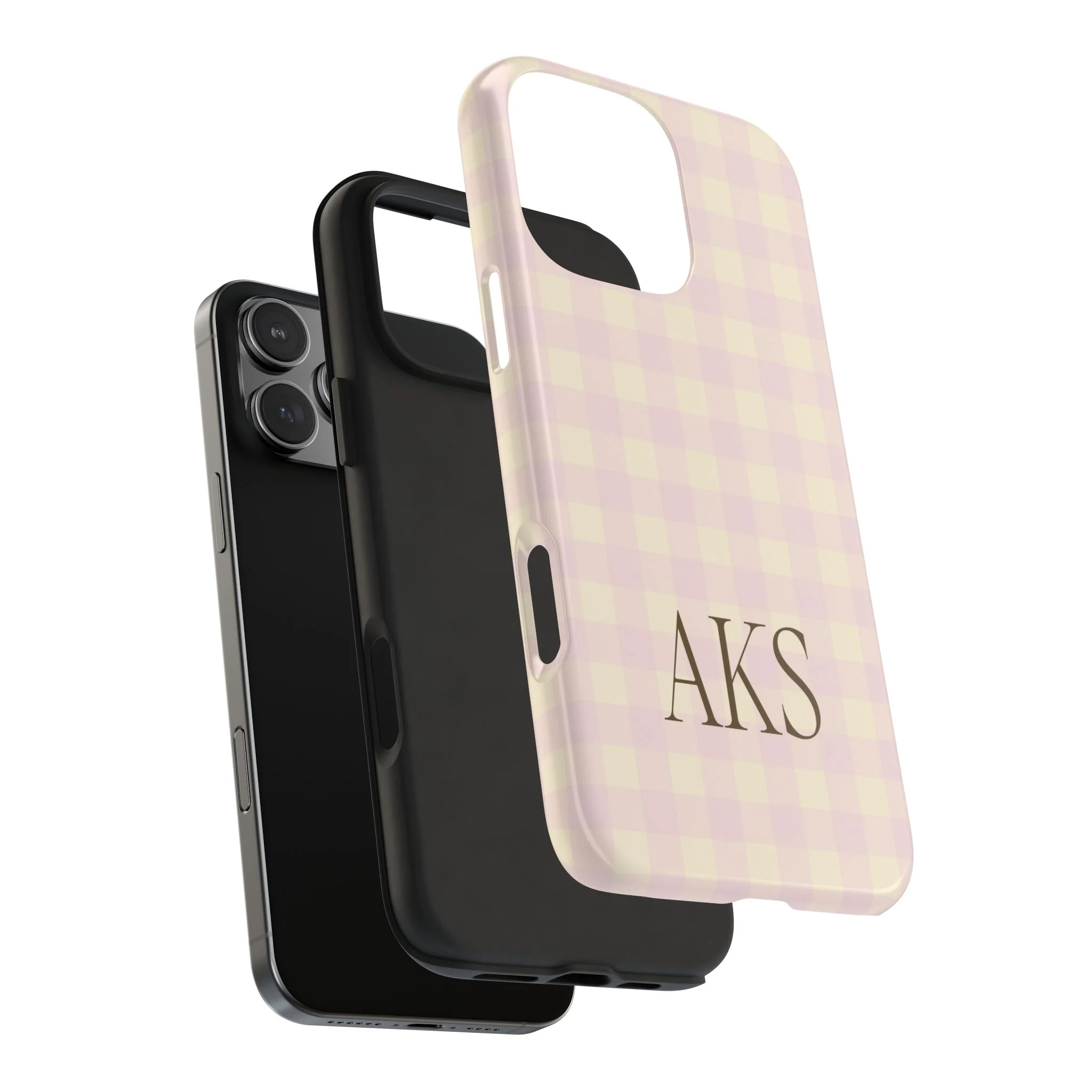 Customizable Pink & Yellow Gingham Phone Case - Image 20