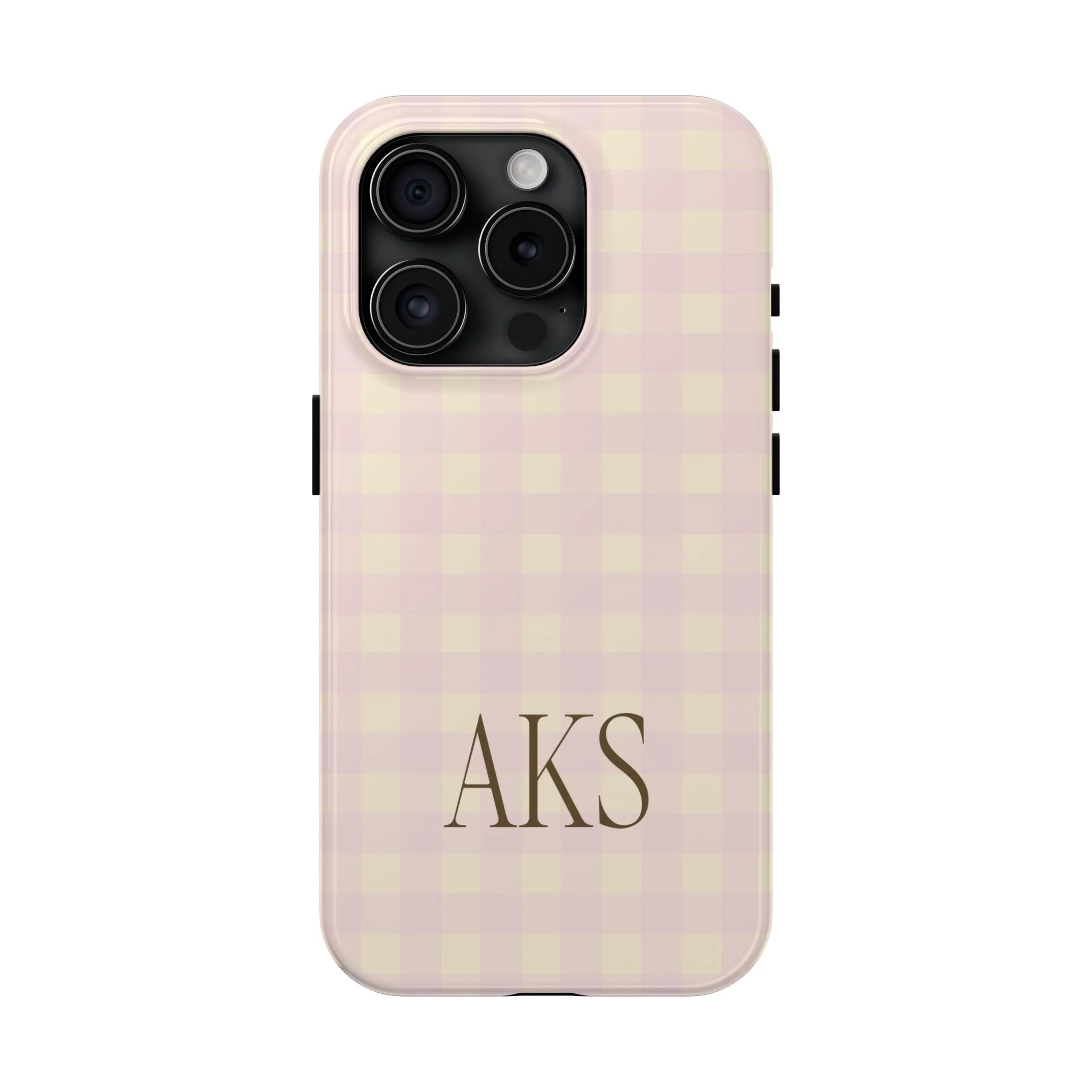 Customizable Pink & Yellow Gingham Phone Case - Image 3