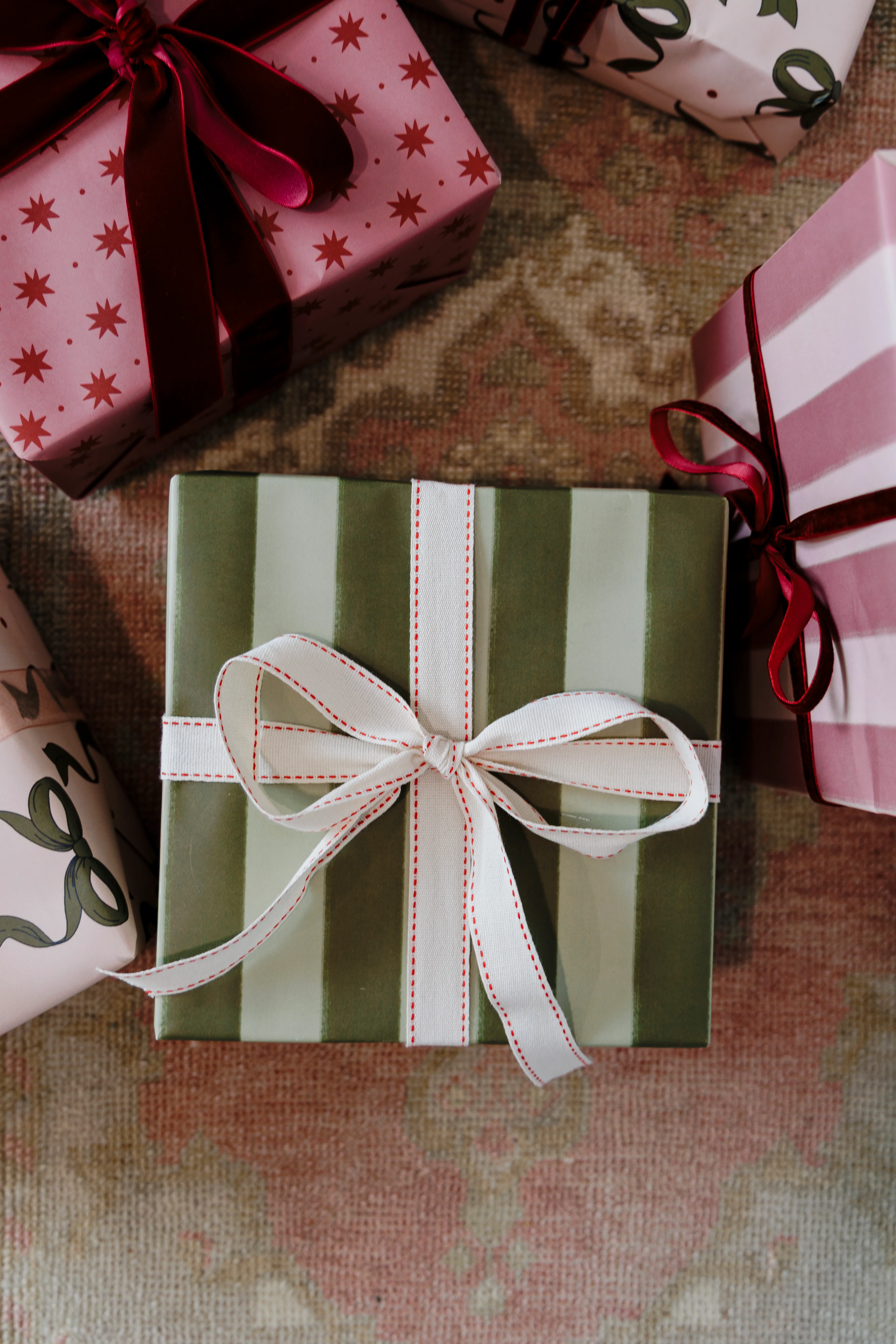 Green Stripe Gift Wrapping Paper - Image 3