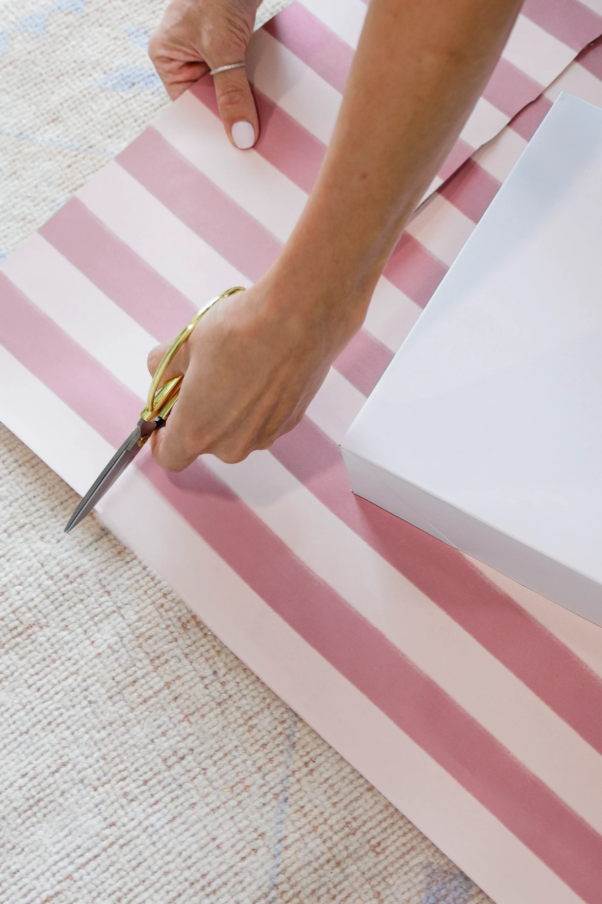 Pink Stripe Gift Wrapping Paper Roll - Image 3